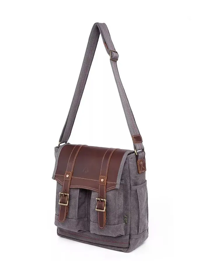 Сумка через плечо Turtle Ridge Canvas с 4 карманами TSD BRAND — изображение 11 из 14, серый