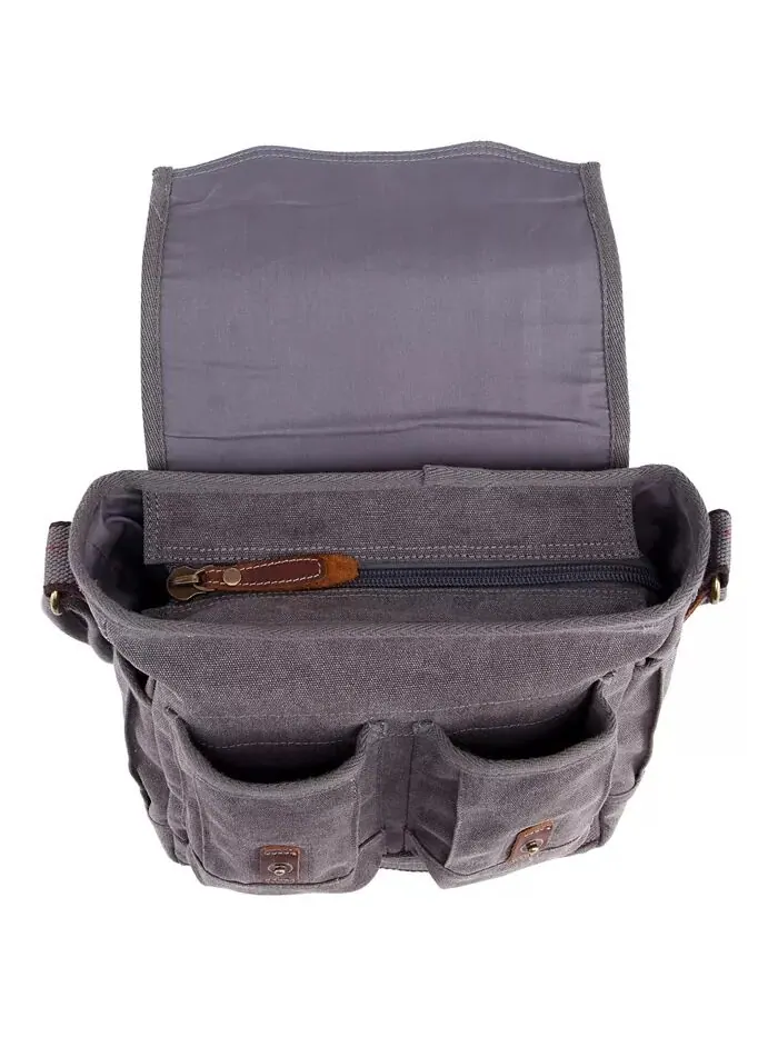Сумка через плечо Turtle Ridge Canvas с 4 карманами TSD BRAND — изображение 5 из 14, серый
