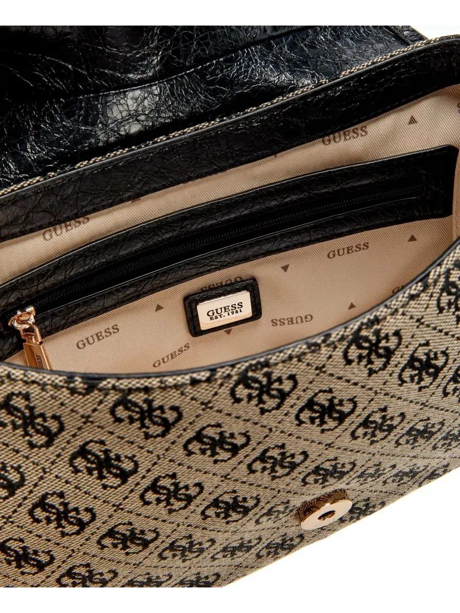 Небольшая сумка через плечо с клапаном GUESS — изображение 3 из 8, черный