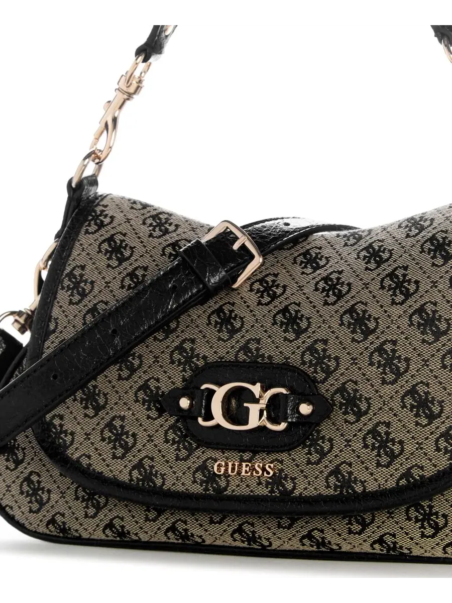 Небольшая сумка через плечо с клапаном GUESS — изображение 4 из 8, черный
