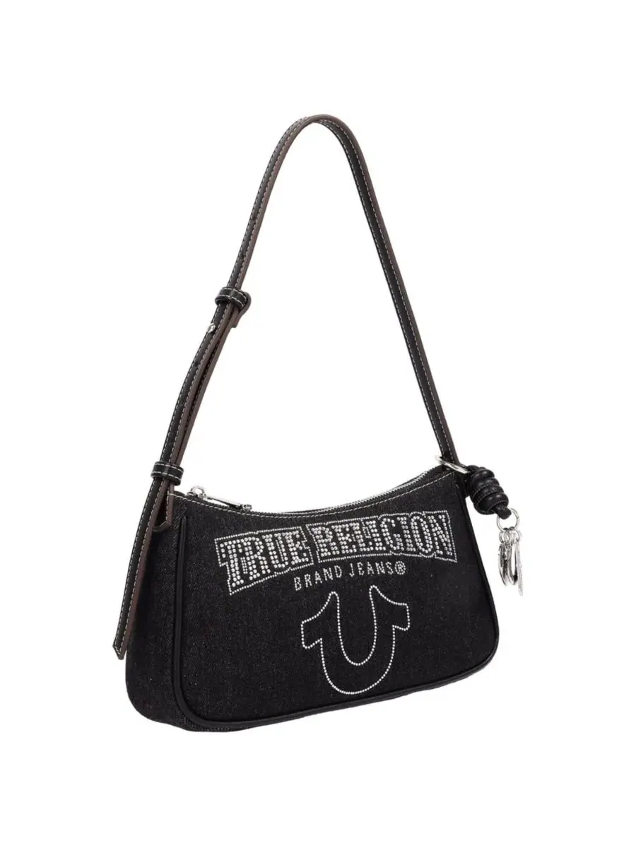 Джинсовая сумка через плечо с блестящим логотипом True Religion — изображение 2 из 7, черный