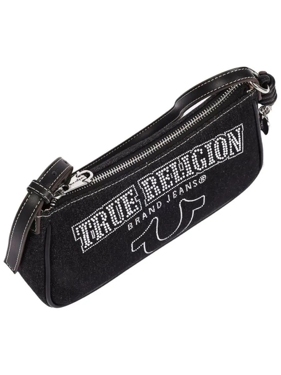 Джинсовая сумка через плечо с блестящим логотипом True Religion — изображение 5 из 7, черный