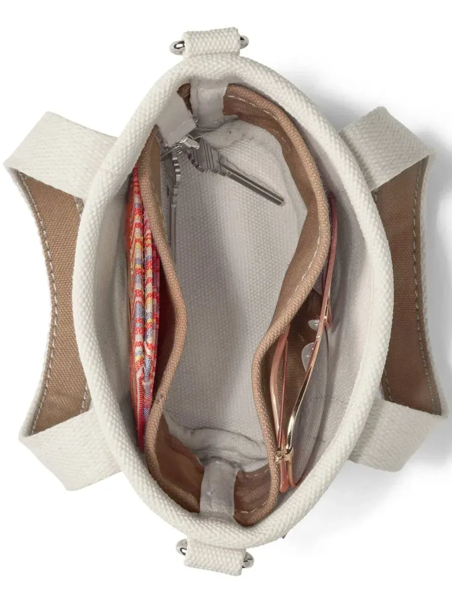Сумка-шопер из хлопкового канваса Mini Natural Open Top Tote Bag Lands' End, Natural Rich Camel — изображение 2 из 3
