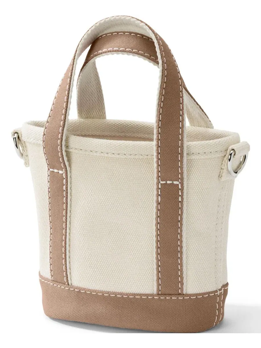 Сумка-шопер из хлопкового канваса Mini Natural Open Top Tote Bag Lands' End, Natural Rich Camel — изображение 3 из 3
