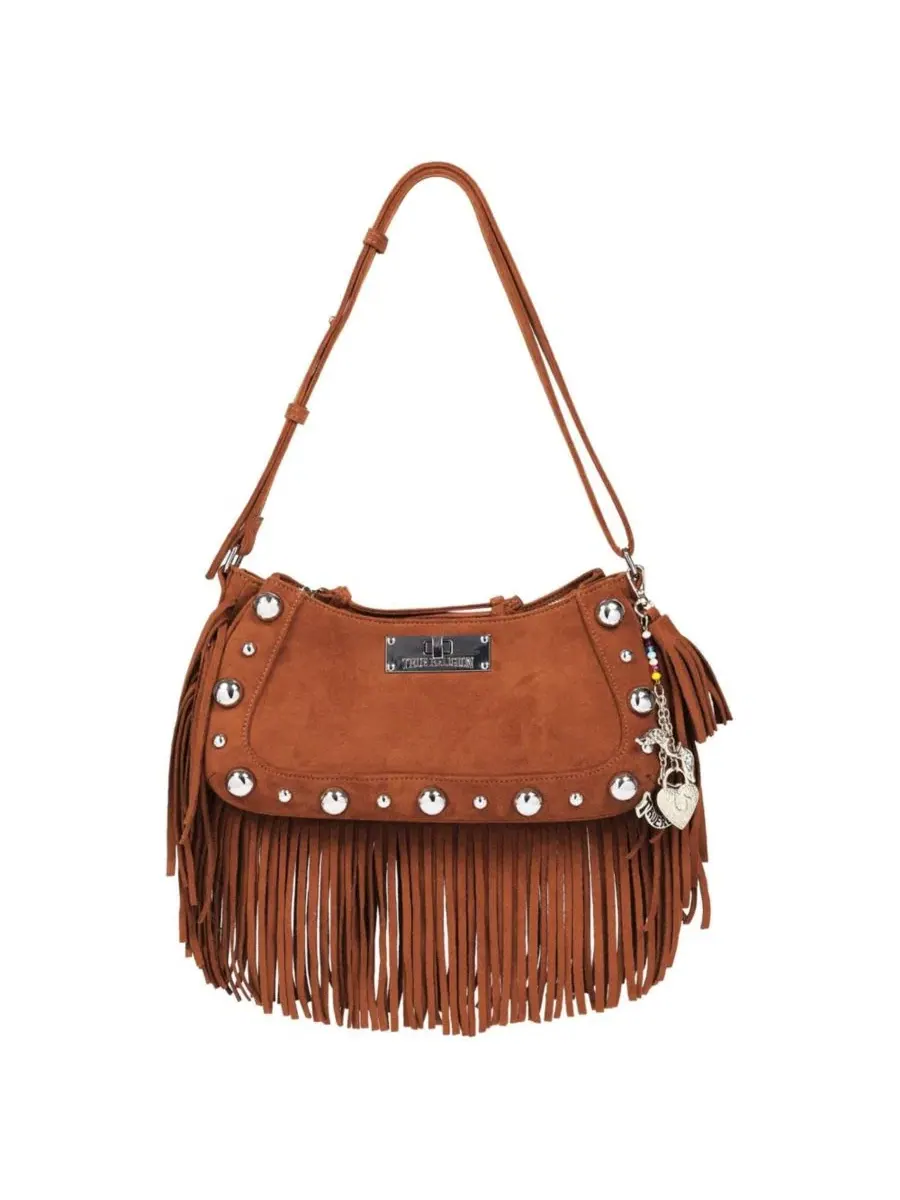 Сумка-хобо с бахромой и отделкой стразами, модель Vintage Dangle Fringe True Religion — изображение 1 из 7, коричневый