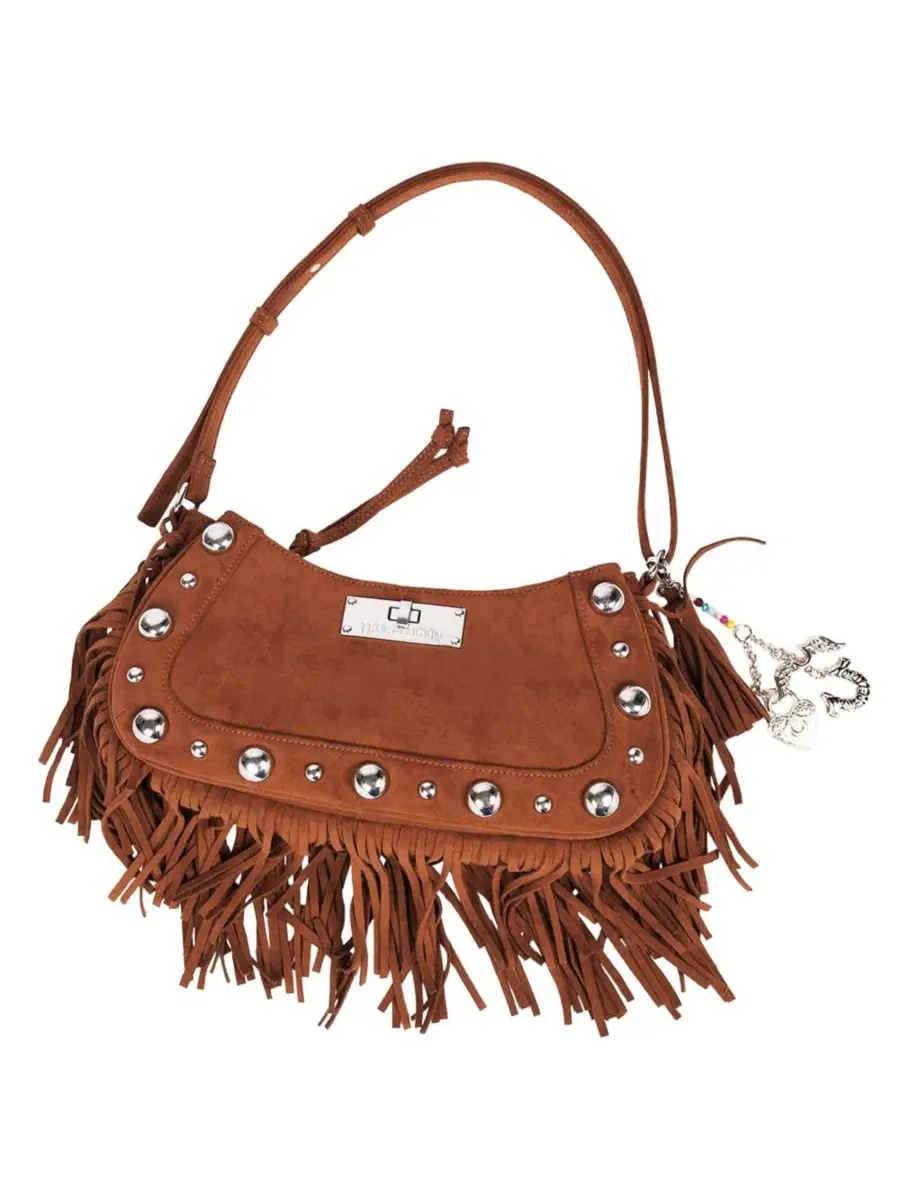 Сумка-хобо с бахромой и отделкой стразами, модель Vintage Dangle Fringe True Religion — изображение 7 из 7, коричневый