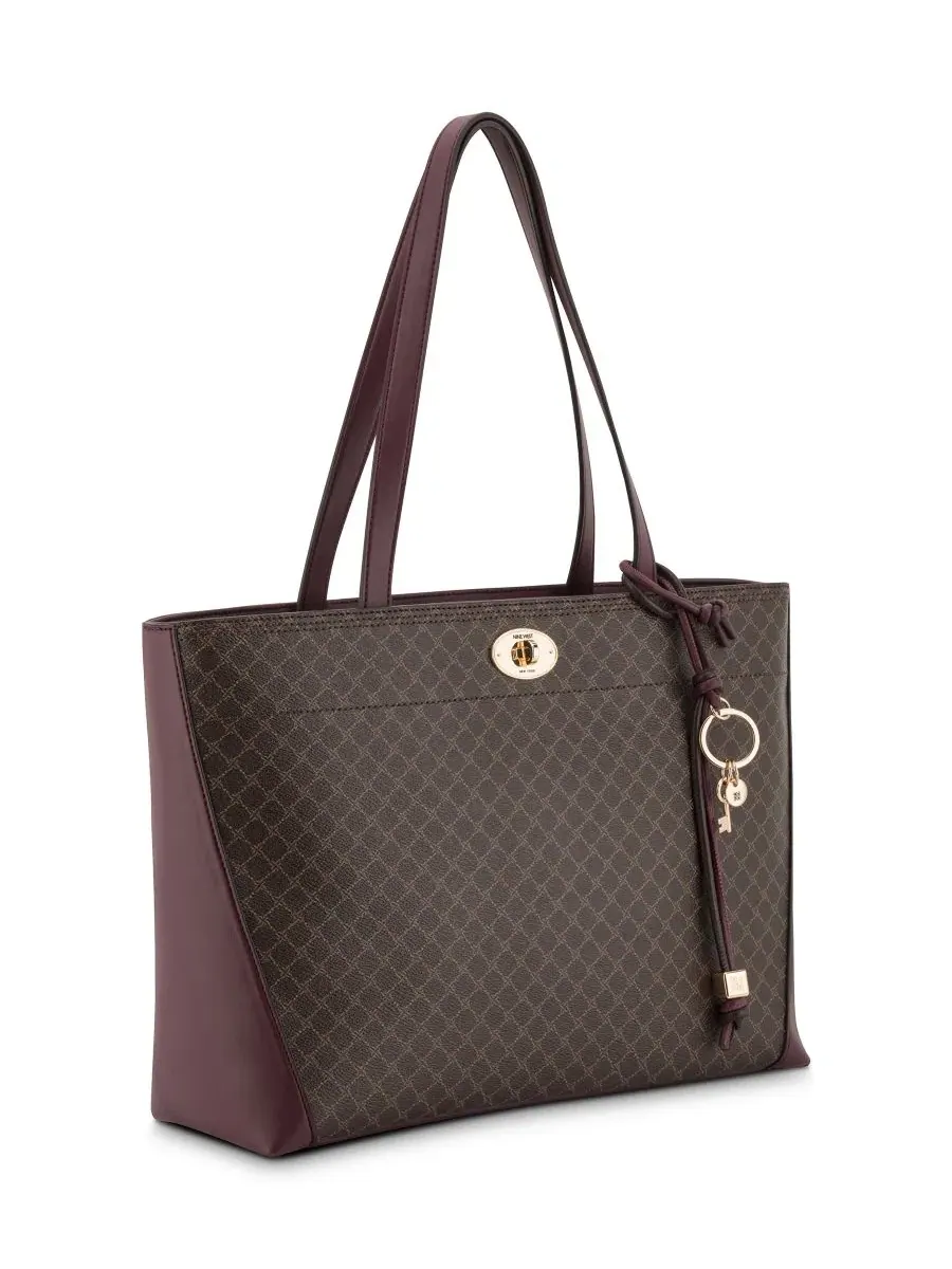 Сумка-тоут для ноутбука Khora Laptop Large Tote Nine West — изображение 3 из 4, темный коричневый
