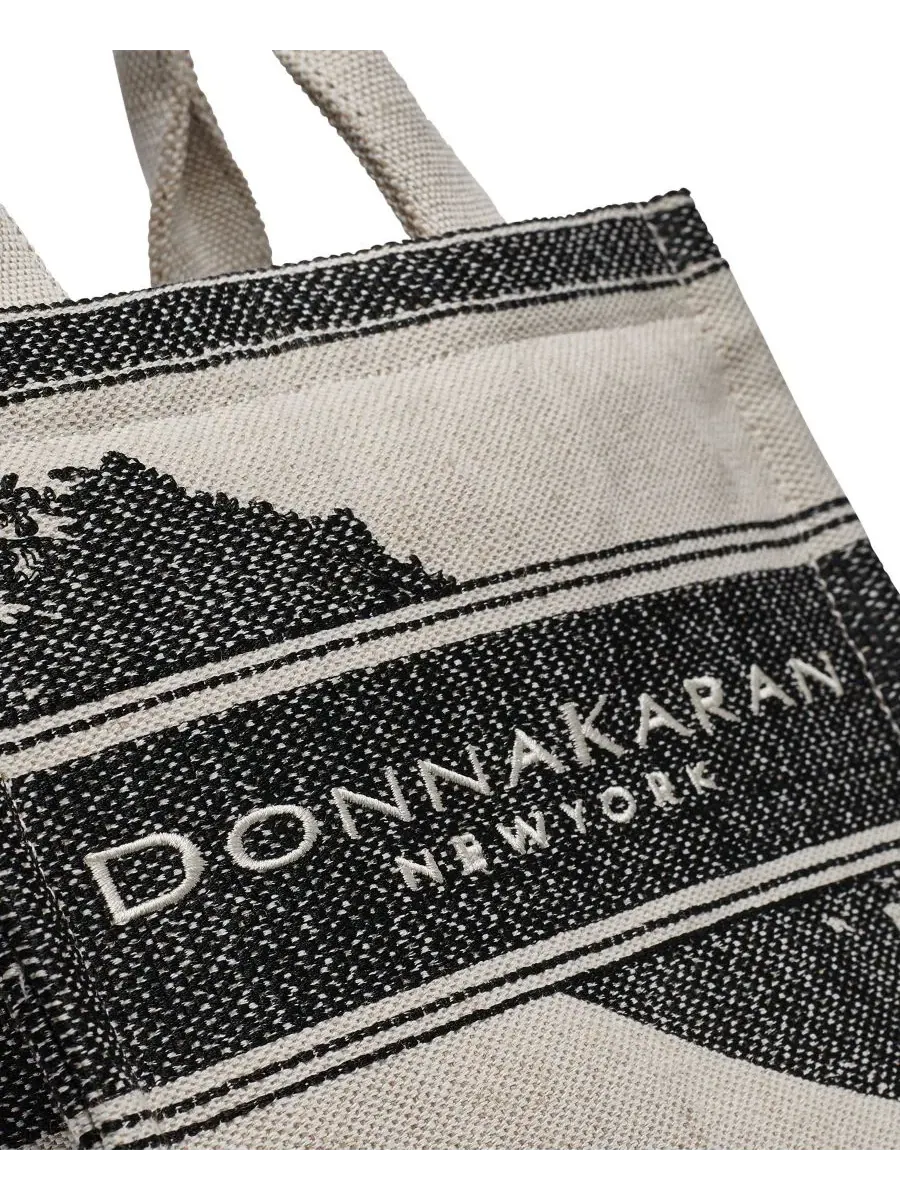 Маленькая сумка-тоут из мериносовой хлопчатобумажной ткани Donna Karan New York — изображение 8 из 8, черный
