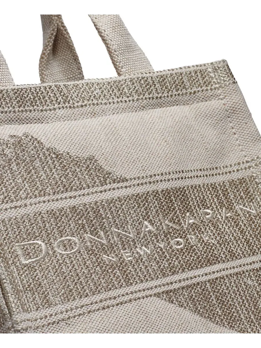 Маленькая сумка-тоут из мериносовой хлопчатобумажной ткани Donna Karan New York — изображение 6 из 6, золотистый