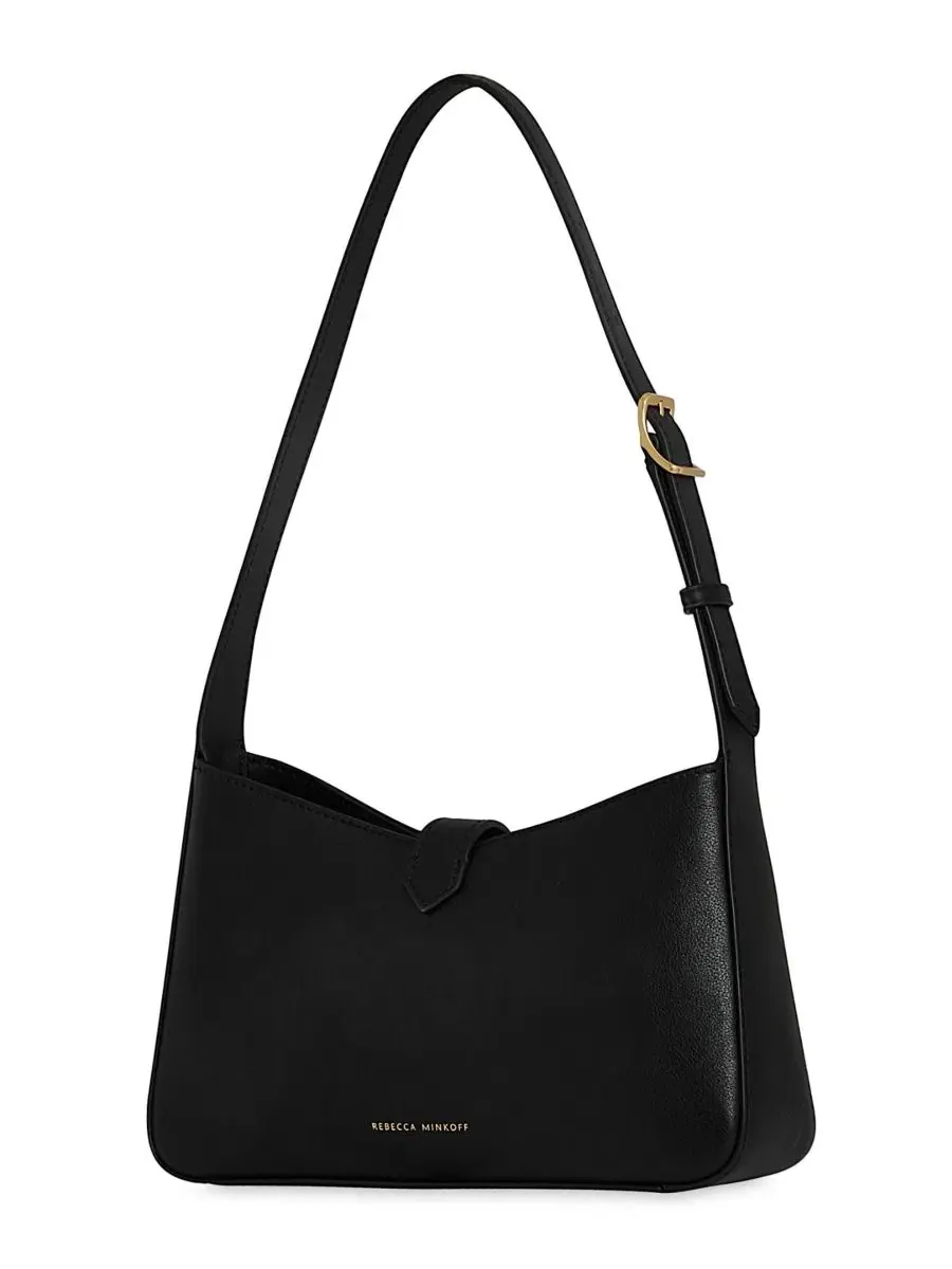 Сумка через плечо из кожи с принтом, Megan Small Star-Studded Leather Shoulder Handbag Rebecca — изображение 2 из 3, черный