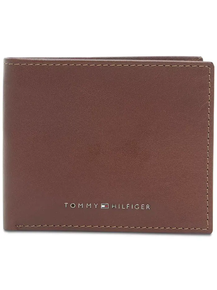 Мужской кожаный кошелек-бифолд Walt с защитой RFID Tommy Hilfiger — изображение 1 из 4, бежевый/темно-синий