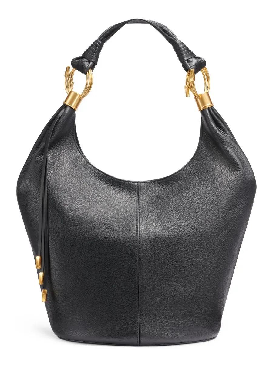 Сумка-хобо из тартана Donna Karan New York — изображение 1 из 5, черный/золотистый