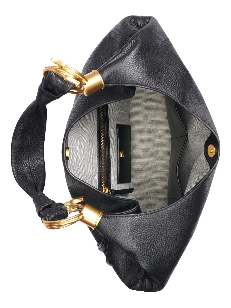 Сумка-хобо из тартана Donna Karan New York — изображение 3 из 5, черный/золотистый