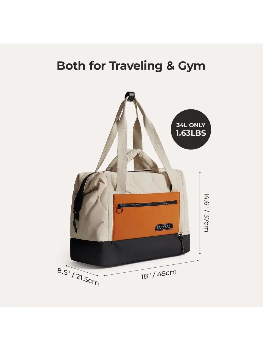 Сумка для ноутбука Walker 34 л с отделением для обуви, цвет мандариновый Bagsmart, мандариновый — изображение 10 из 11