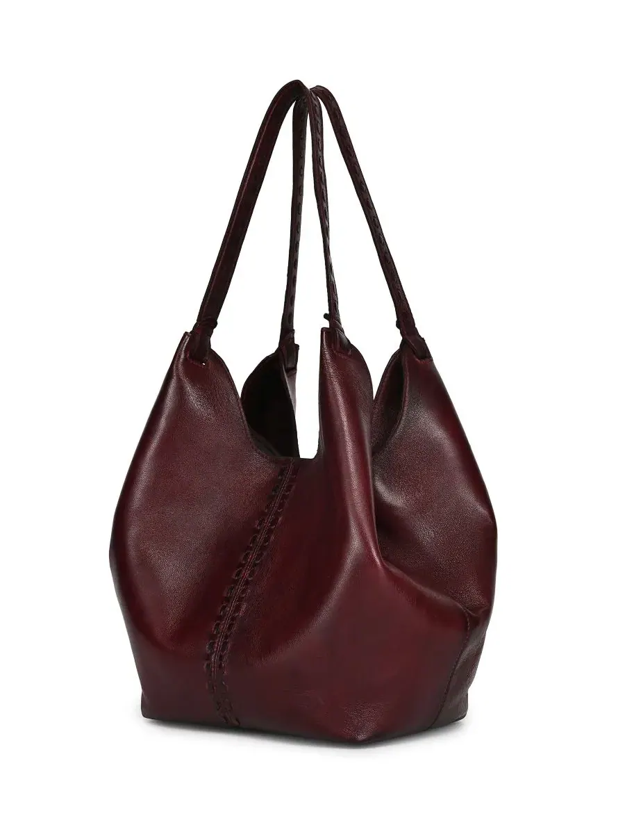 Маленькая плетеная сумка-тоут «Глициния» Old Trend — изображение 3 из 9, бордовый красный