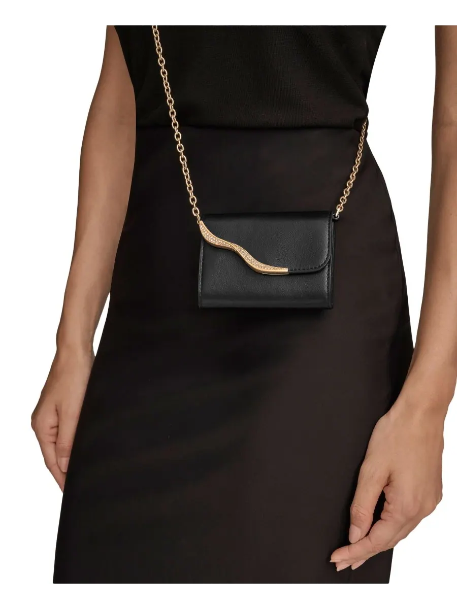 Женский кошелек Malverne Pave String Wallet Donna Karan New York — изображение 3 из 7, черный/золотистый