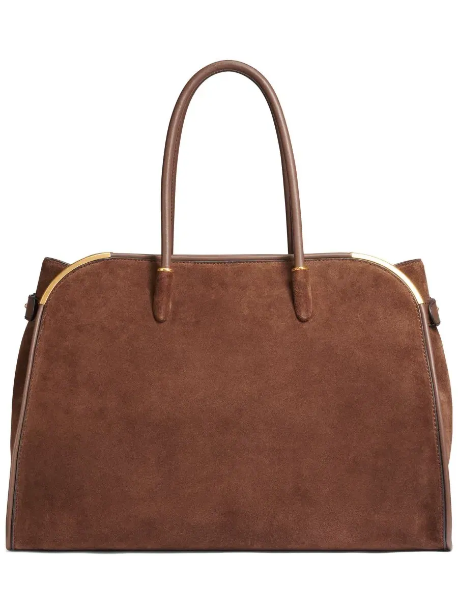 Сумка-сатчел Satin Suede Satchel Handbag Donna Karan New York — изображение 2 из 6, шоколад