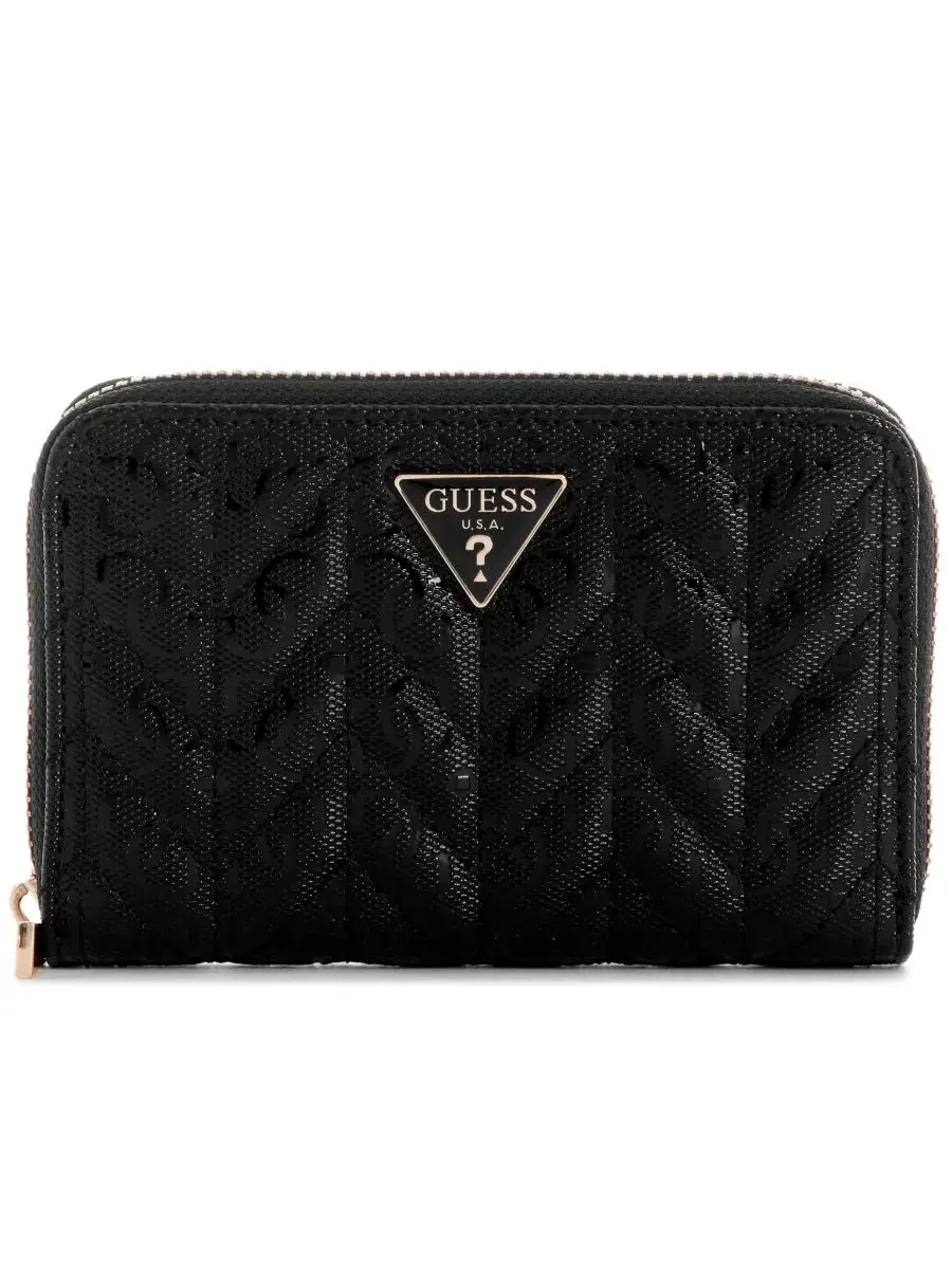 Кошелек с застежкой-молнией Stacey Mini Zip Around Wallet GUESS — изображение 1 из 3, черный