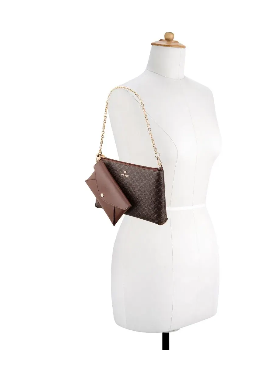 Сумочка через плечо Marissa Convertible Small Wristlet Shoulder Handbag Nine West — изображение 2 из 7, коричневый