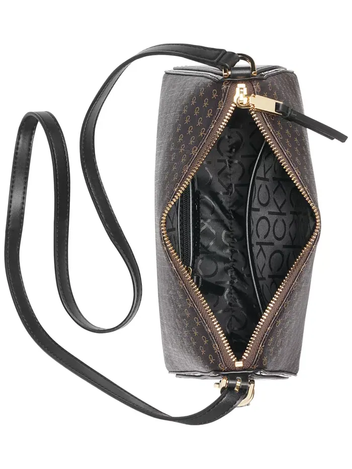 Коричневая сумка-тоут Calvin Klein Mandy Mini Signature — изображение 5 из 6, коричневый хаки черный