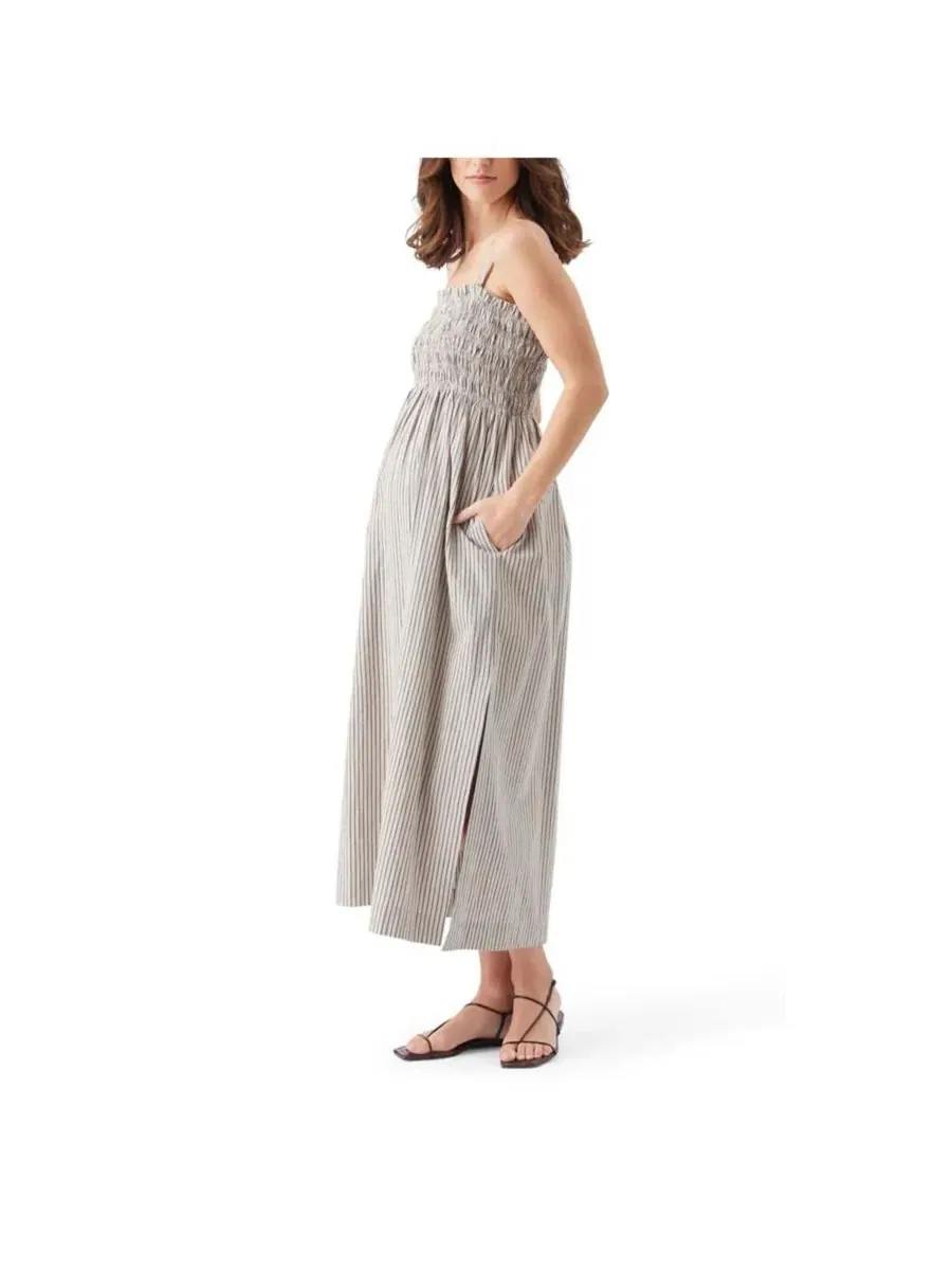 Платье для беременных в полоску "Лео" с присборенной юбкой Ripe Maternity — изображение 3 из 4, натуральный/черный