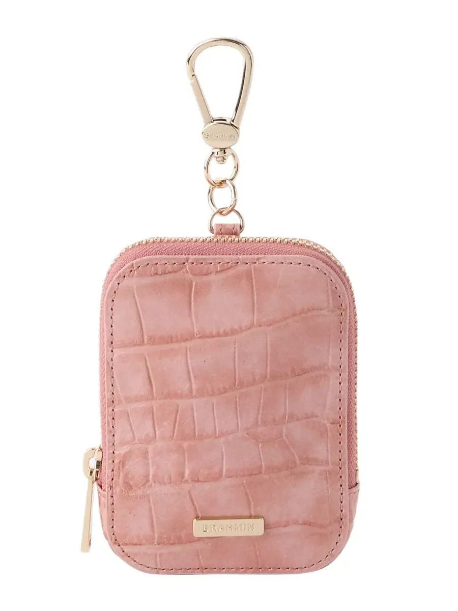 Мини-кошелек на молнии Katelynn Mini Leather Zip Coin Purse Brahmin — изображение 1 из 3, пудровый розовый