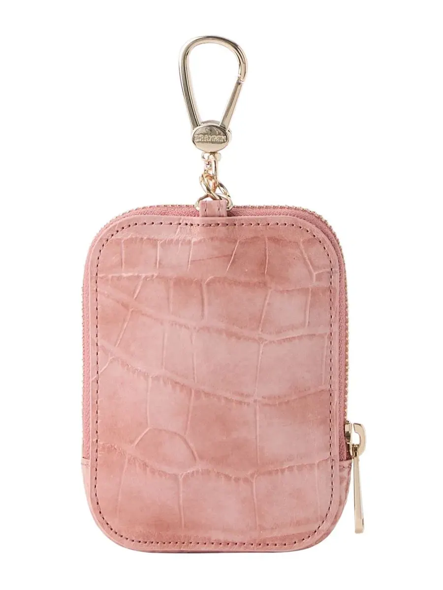 Мини-кошелек на молнии Katelynn Mini Leather Zip Coin Purse Brahmin — изображение 2 из 3, пудровый розовый