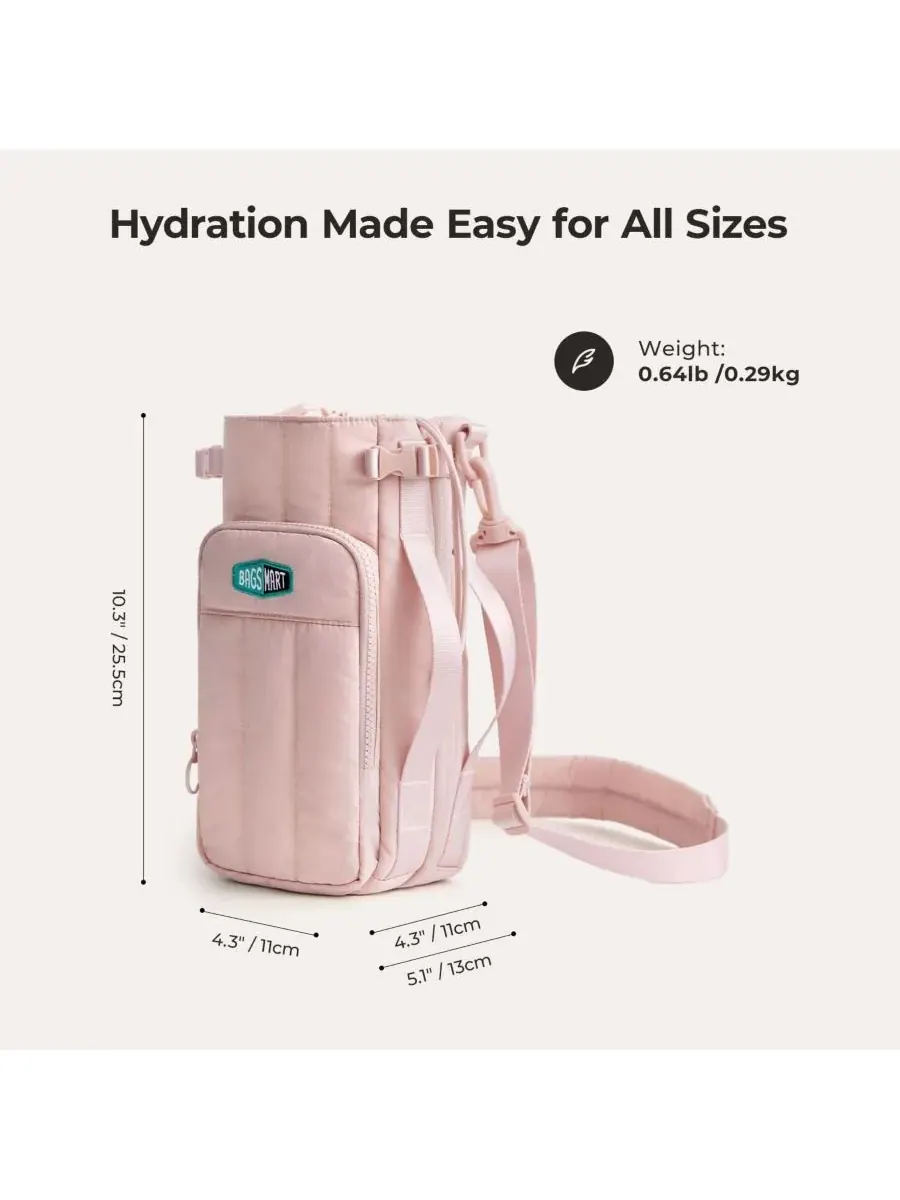 BAGSMART Сумка для бутылки для воды Walker 32 унции - 64 унции с расширяемым дном — изображение 4 из 7, розовый