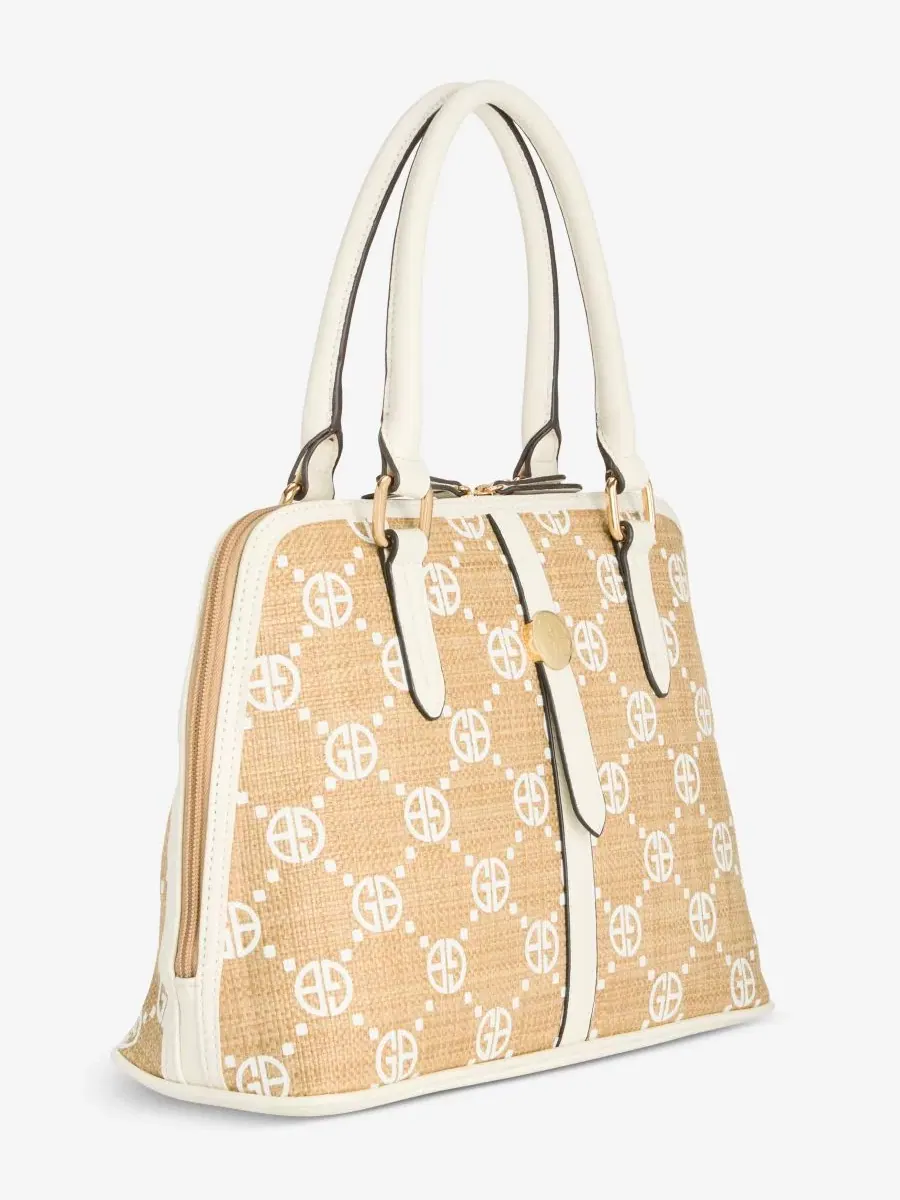 Сумка-мессенджер Belted Monogram из соломы Giani Bernini — изображение 3 из 7, натуральный/белый