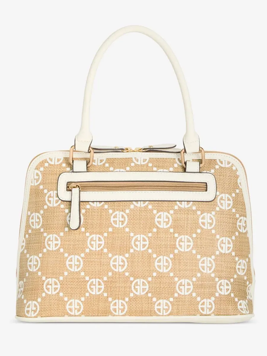 Сумка-мессенджер Belted Monogram из соломы Giani Bernini — изображение 4 из 7, натуральный/белый
