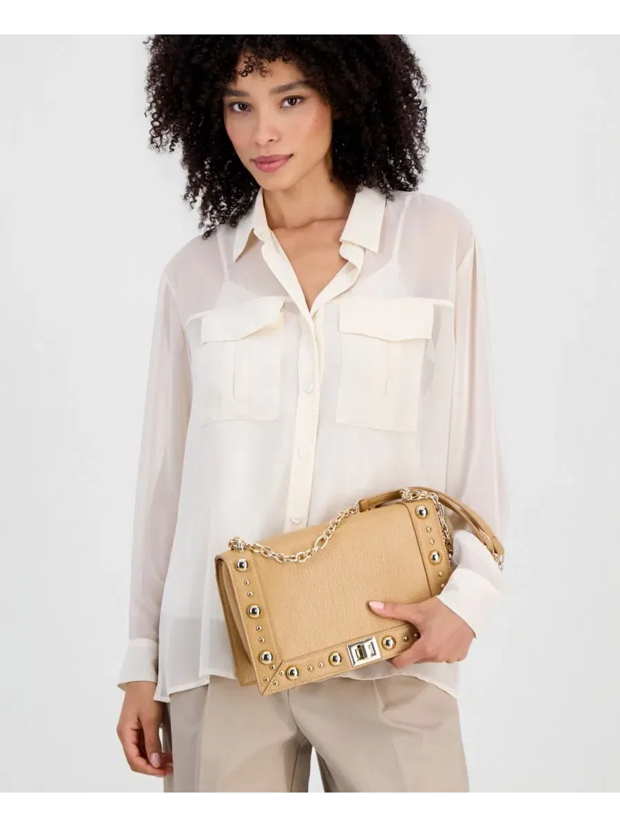 Сумка через плечо с шипами Ajae Boho Stud Shoulder Bag I.N.C. International Concepts — изображение 5 из 7, коричневый
