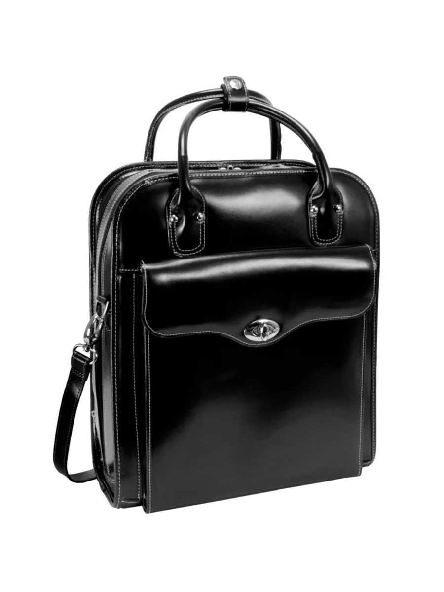 Женский портфель для ноутбука Melrose 15 дюймов из высококачественной коровьей кожи с вертикальными — изображение 3 из 6