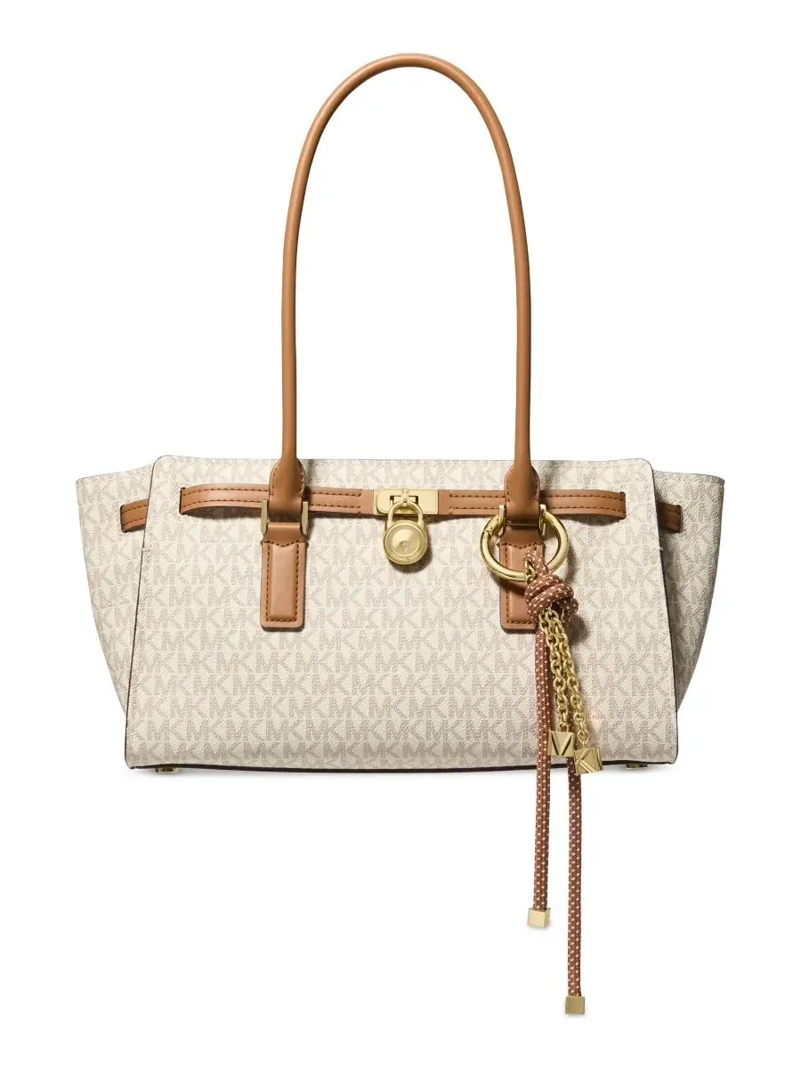 Сумка средняя мессенджер Michael Kors Hamilton Signature — изображение 1 из 6, ваниль/орех