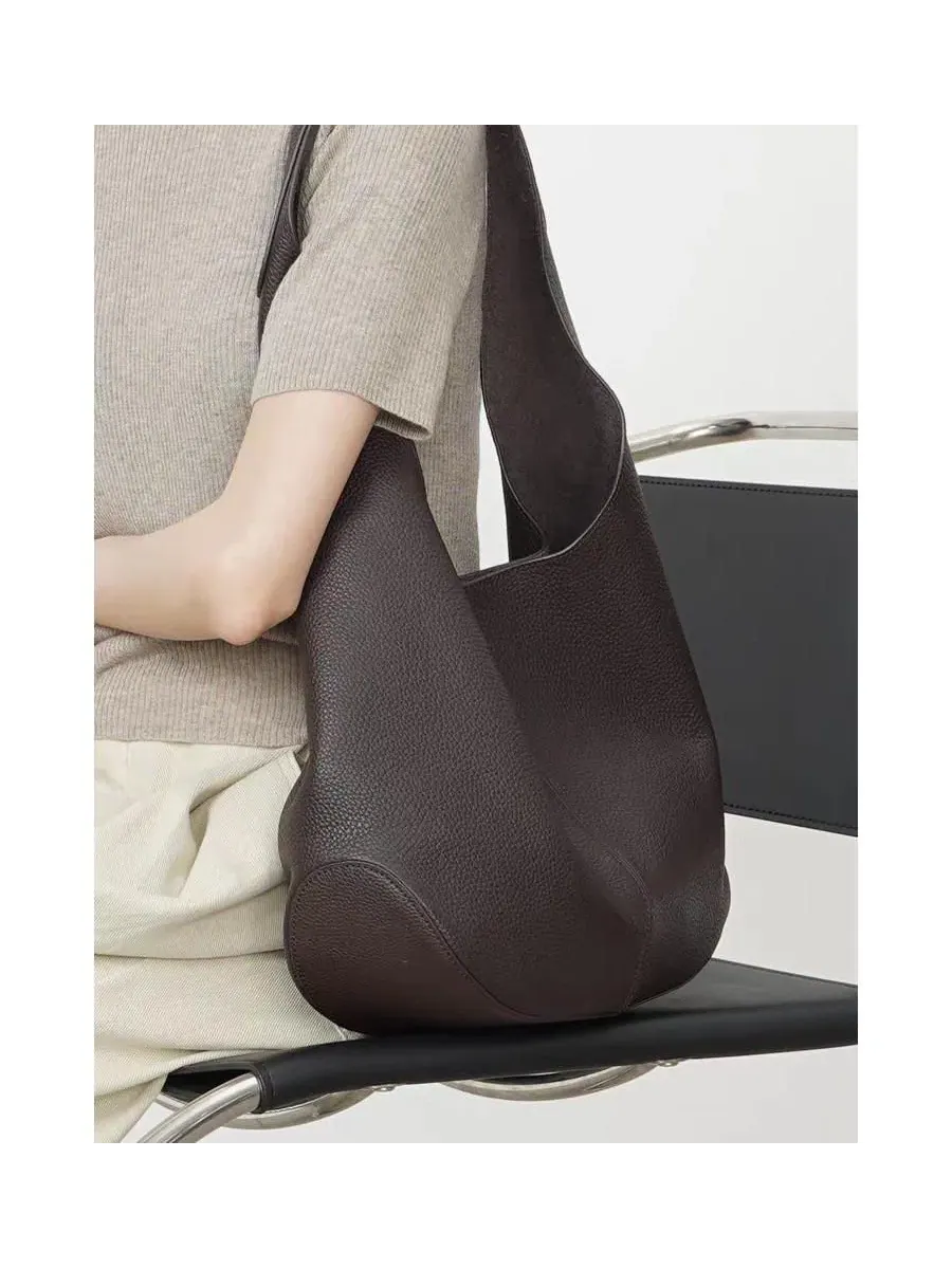 Сумка-хобо Arc Leather Crescent из мягкой зернистой кожи, повседневная сумка через плечо, мягкая — изображение 2 из 6