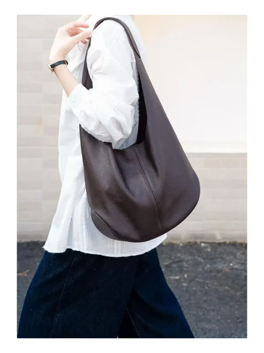 Сумка-хобо Arc Leather Crescent из мягкой зернистой кожи, повседневная сумка через плечо, мягкая — изображение 3 из 6