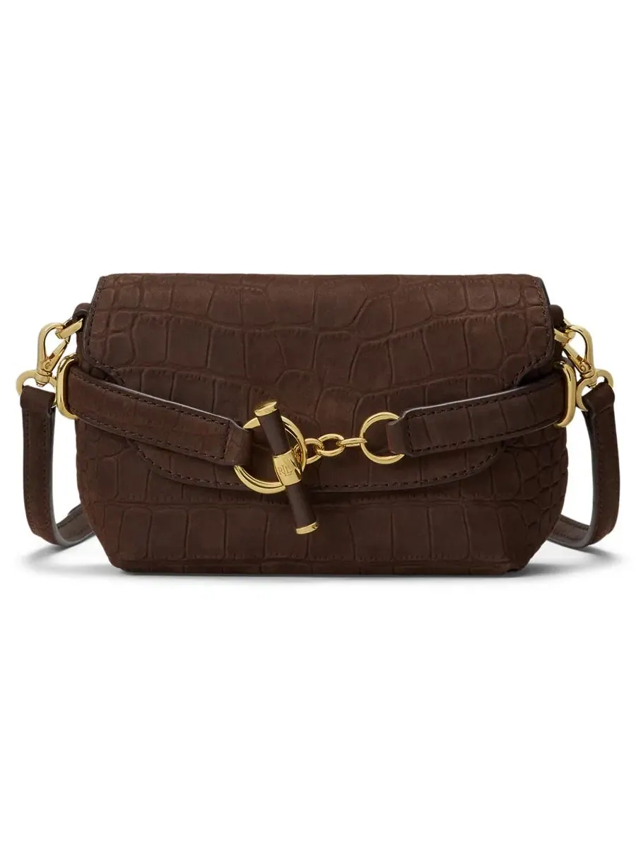 Мини-сумка через плечо Blaike с эффектом крокодиловой кожи Lauren Ralph Lauren — изображение 1 из 5, коричневый