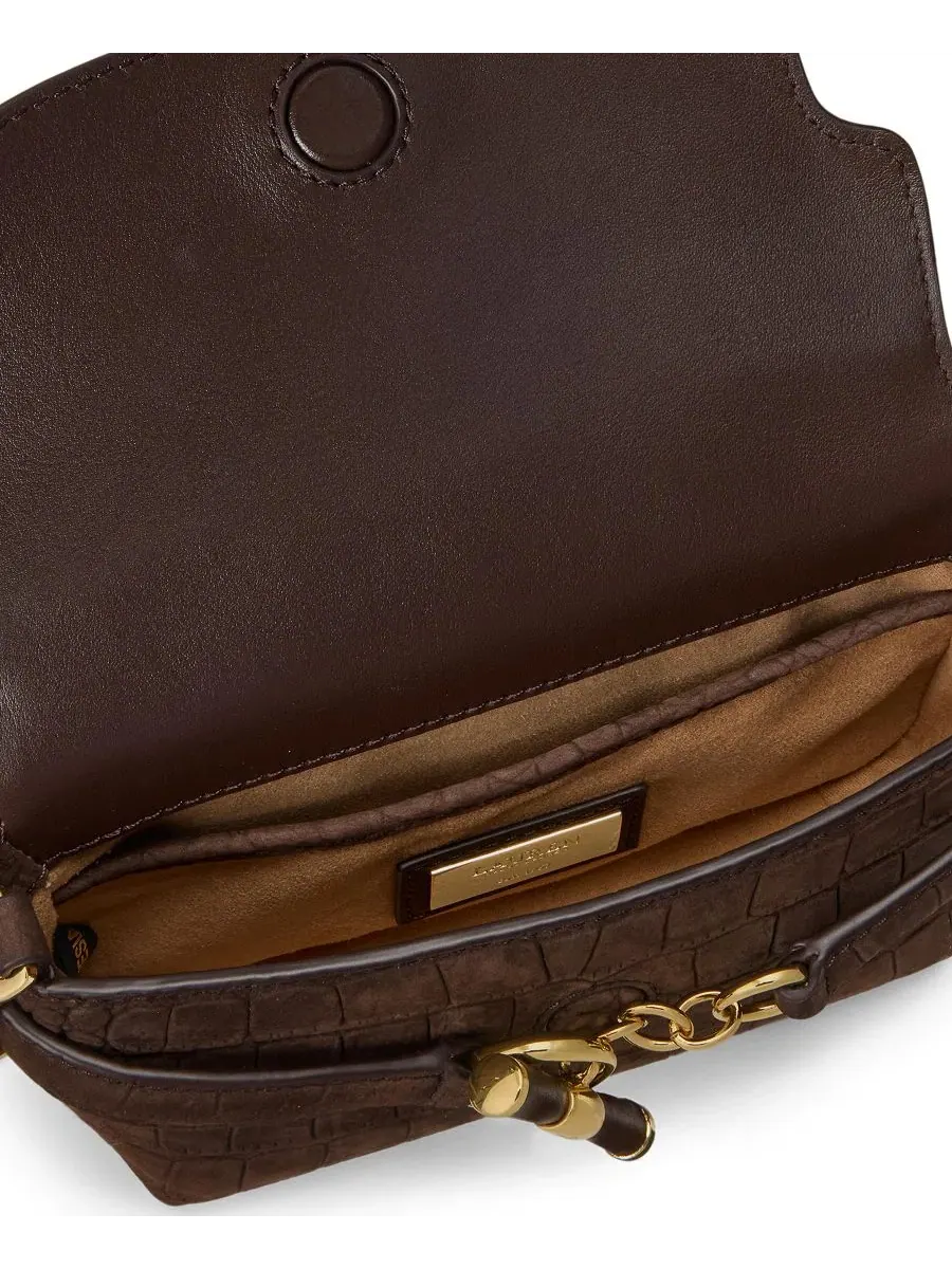 Мини-сумка через плечо Blaike с эффектом крокодиловой кожи Lauren Ralph Lauren — изображение 4 из 5, коричневый