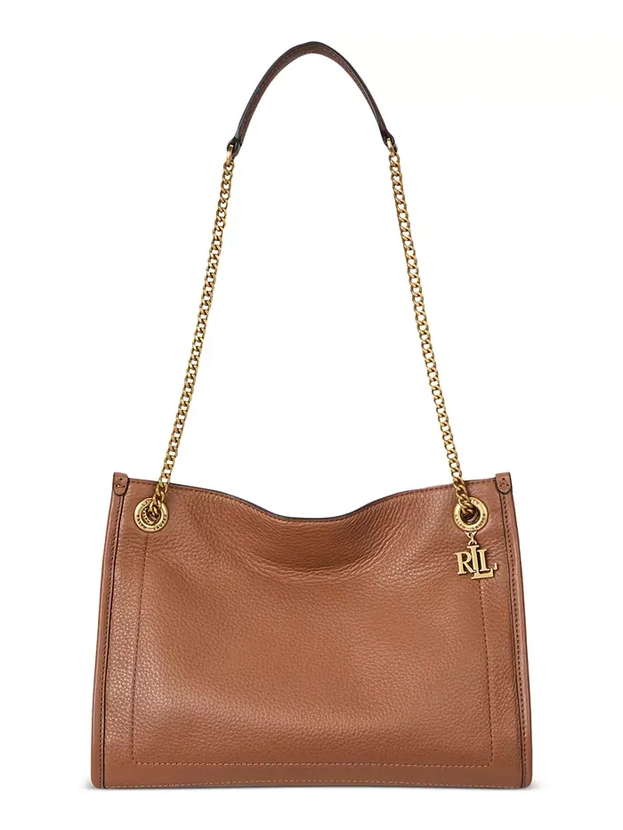 Сумка-тоут Bradley Small из шагреневой кожи Lauren Ralph Lauren — изображение 2 из 6, бежевый
