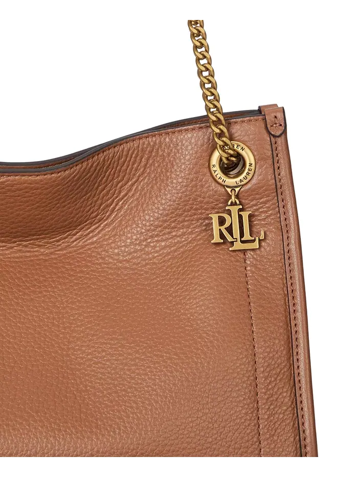 Сумка-тоут Bradley Small из шагреневой кожи Lauren Ralph Lauren — изображение 4 из 6, бежевый