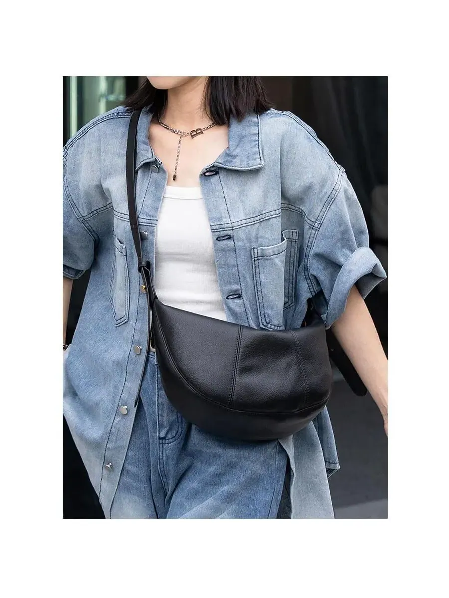 Сумка-хобо Vera Leather Crescent Bag Half-Moon Hobo Croissant Style Dumpling Shoulder Pursher Susu — изображение 4 из 7