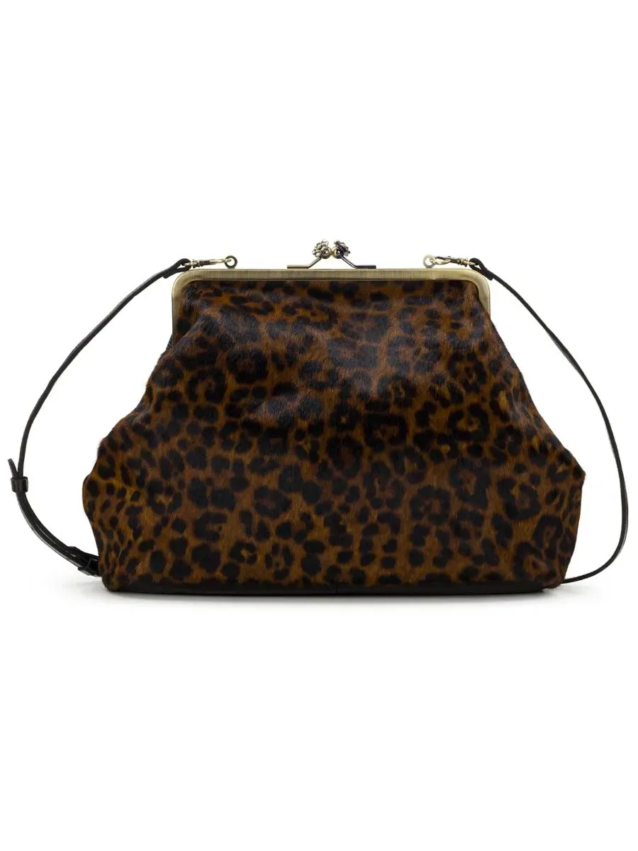 Клатч-конверт среднего размера Vivienne Medium Leopard Haircalf Frame Patricia Nash — изображение 1 из 5, леопардовый