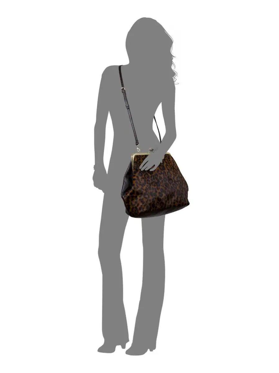 Клатч-конверт среднего размера Vivienne Medium Leopard Haircalf Frame Patricia Nash — изображение 5 из 5, леопардовый