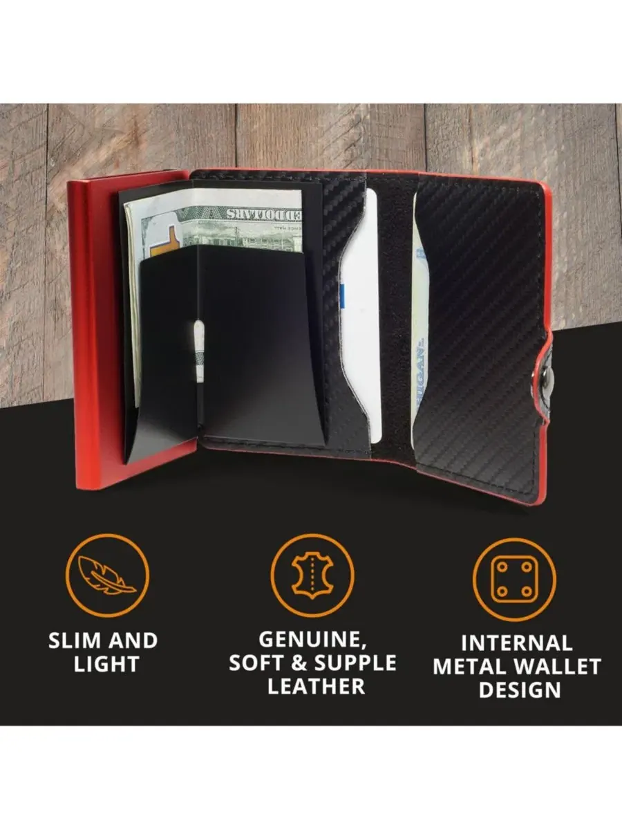 Картхолдер-бифолд Conceal Plus Card Blocr RFID Blocking — изображение 3 из 6, черный красный