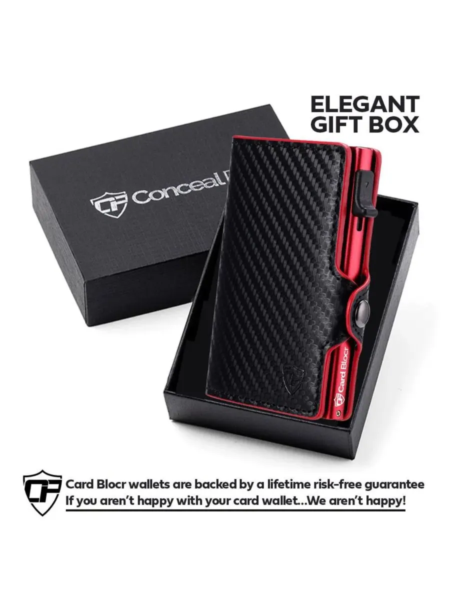 Картхолдер-бифолд Conceal Plus Card Blocr RFID Blocking — изображение 5 из 6, черный красный