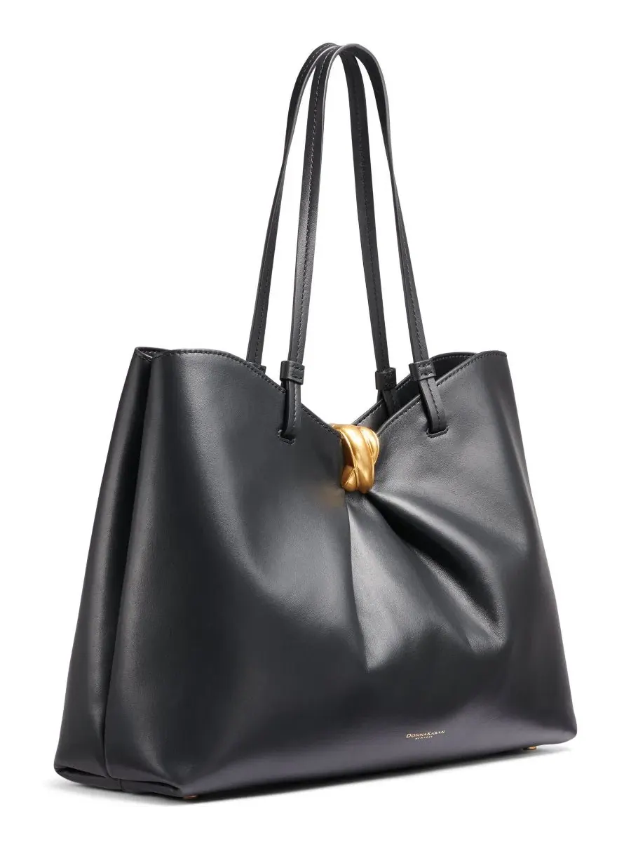 Сумка-шопер с магнитной застежкой Cambric Large Tote Handbag Donna Karan New York — изображение 3 из 6, черный/золотистый