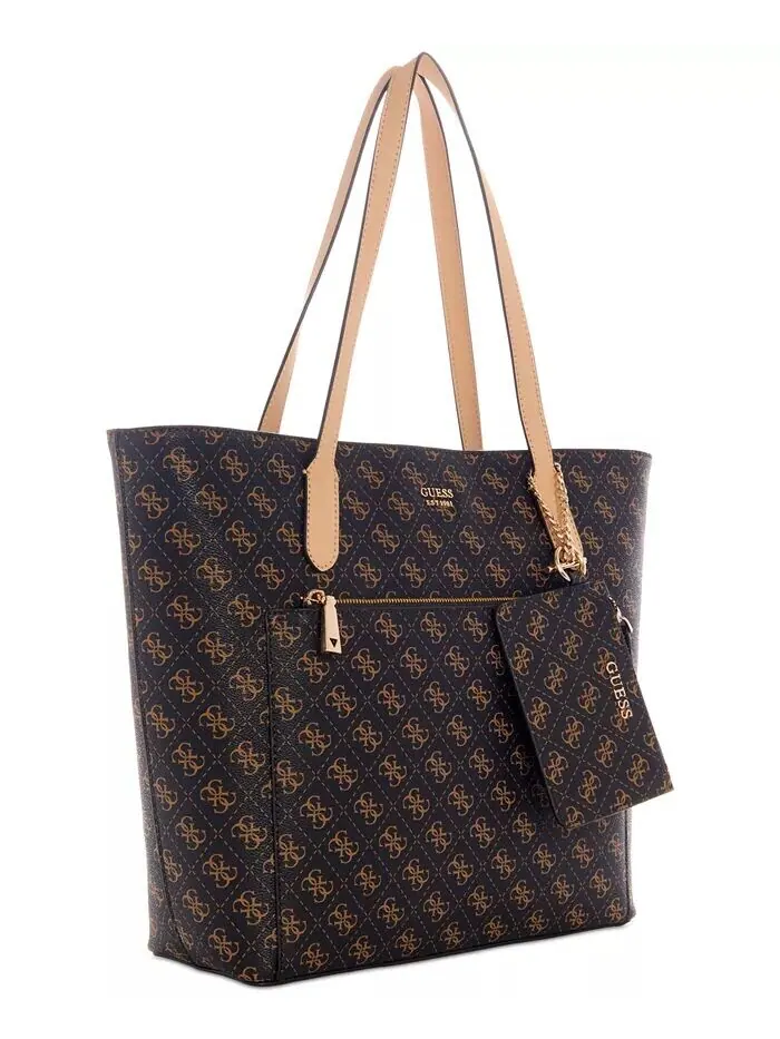 Сумка-тоут GUESS Rylan Monogram с тиснением и верхней молнией — изображение 3 из 5, коричневый