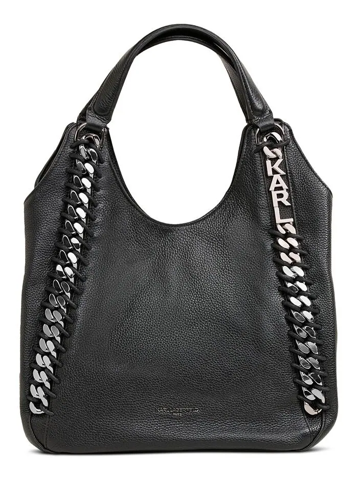 Большая кожаная сумка-тоут Gaelle KARL LAGERFELD PARIS — серебристый