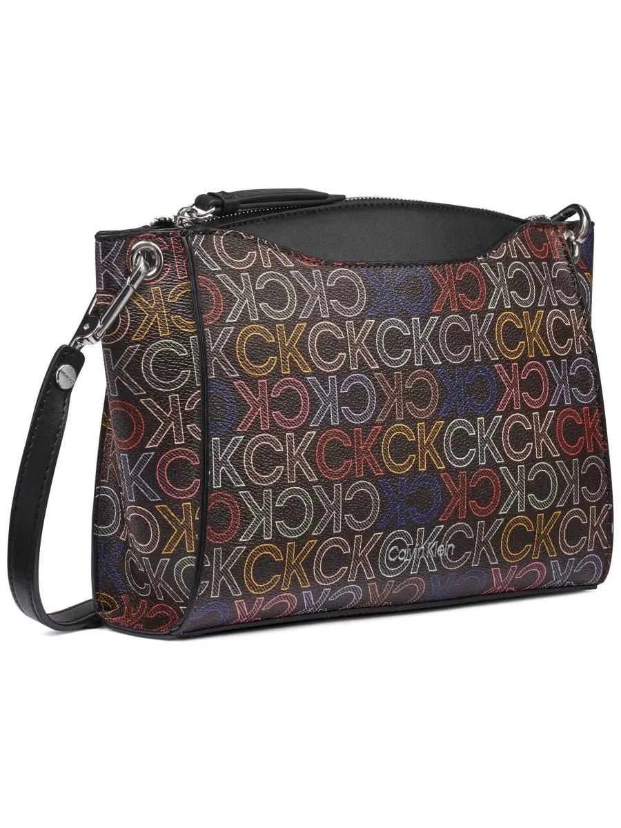 Небольшая сумка через плечо с тройным отделением Garnet Small Crossbody Calvin Klein — изображение 3 из 5, коричневый мульти