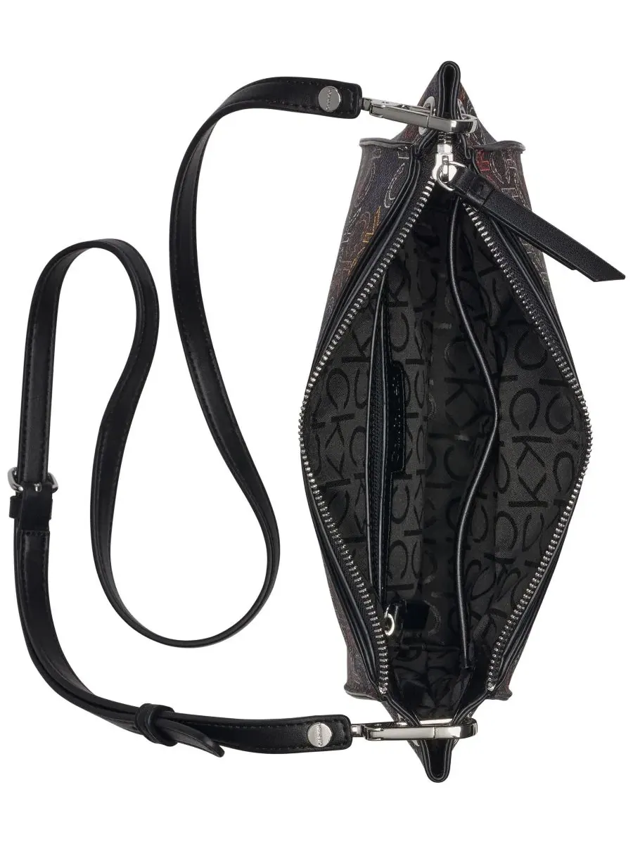 Небольшая сумка через плечо с тройным отделением Garnet Small Crossbody Calvin Klein — изображение 4 из 5, коричневый мульти