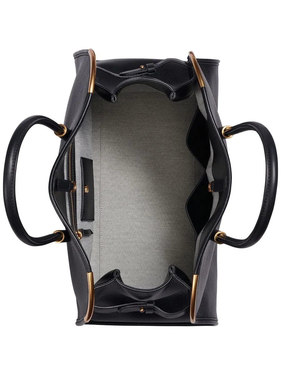 Средняя сумка-тоут из атласной кожи Donna Karan New York — изображение 3 из 5, черный/золотистый